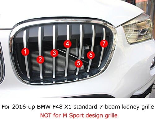 iJDMTOY Exact Fit ///M-Colored Grille Insert Trims Compatible With 2016-2019 BMW X1 Front Center Kidney Grilles (7 Beams)