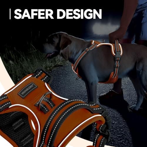 VIVAGLORY No Pull Dog Harness Vest Harness, L, Orange - Patterned — view 3