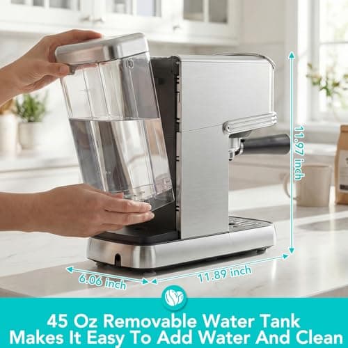 Espresso Machine 20 Bar, Stainless Steel Espresso Maker with Stainless steel Steam Milk Frother, Compact Coffee Machine with 45oz Removable Water Tank, for Cappuccino,Latte&Cold Brew Home&Office — view 4