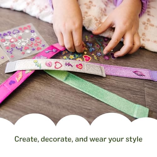 Melissa & Doug Design-Your-Own Bracelets with 100+ Sparkle Gem & Glitter Stickers, Kids Snap Bracelets, Stickers & Jewelry Crafts, Preschool Toys for Girls & Boys Ages 4+ — view 2