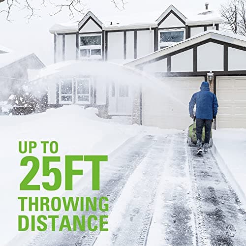 Greenworks 13 Amp 20-Inch Corded Electric Snow Blower-Walk-Behind Snow Thrower with 180° Adjustable Chute & 30FT Throwing Distance & 8" Clearing Depth, Ideal for Driveway, Walkway & Yard Snow Removal — view 5