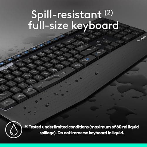 Logitech MK345 Wireless Combo Full-Sized Keyboard with Palm Rest and Comfortable Right-Handed Mouse, 2.4 GHz Wireless USB Receiver, Compatible with PC, Laptop,Black — view 3
