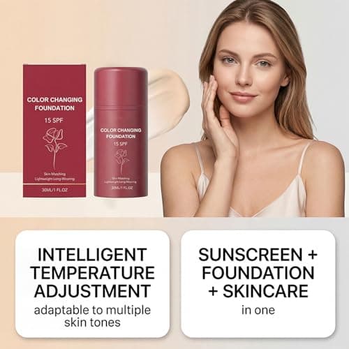 Korean Color Changing Foundation for Women – Skin Tone Adapting Liquid Foundation Makeup, Self-Adjusting Natural Finish, Blurs Imperfections & Fine Lines, SPF 15, Long-Lasting Hydrating Coverage for All Skin Types (2PCS) — view 2