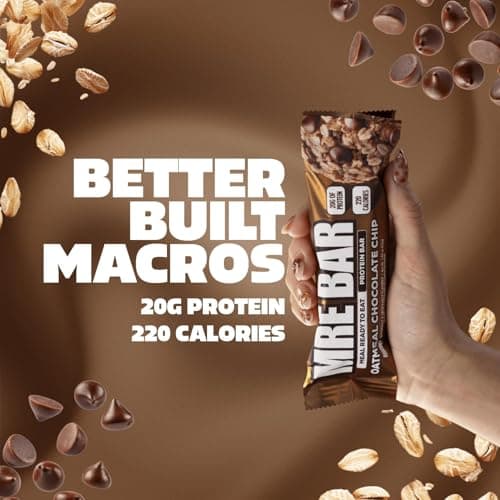 REDCON1 MRE Protein Bar | 20g High Protein Snack, Whole Food Protein Bar | New & Improved Candy Bar-Like Taste, Low Sugar, Convenient On The Go Snack | Box of 12 (Oatmeal Chocolate Chip) — view 2