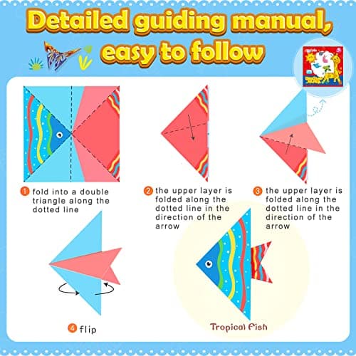 Origami Paper Set, 308PCS Kids Craft Paper Kit with Instructional Book for Girls Age 6,7,8,9,10,11,12, Art Projects Supplies for School Class Craft Lessons- Christmas Birthday Gifts for Boys&Girls — view 3