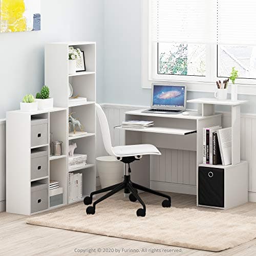 Furinno LUDER Book Shelf, 5-Cube Bookshelf, Reversible Bookcase, 9.4 x 19.5 x 31.5, Easy Assembly, for Living Room, Bedroom, Home Office, White — view 4