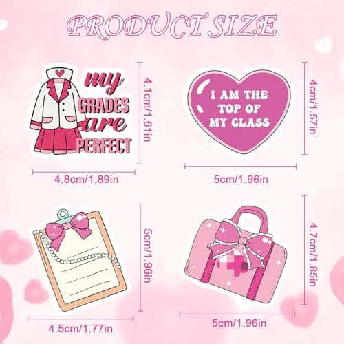 Vemfare Pink Nurse Stickers for Women - 50 Pcs Black Women Water Bottle Stickers for Appreciation Gifts, Waterproof Scrapbook Decals, Motivational Vinyl Sticker for Laptop Journaling — view 2