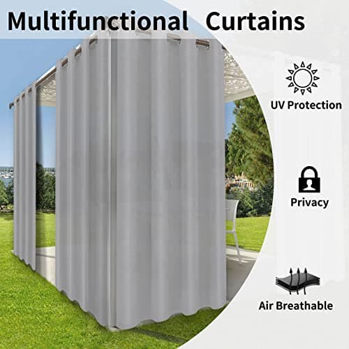 OutdoorLines Waterproof Indoor Outdoor Curtains for Patio –Privacy Sun Blocking Grommet Curtain Panel Weatherproof, UV Resistant Curtains for Gazebo, Front Porch, Pergola Light Gray 100W x 84L Inch 1 Panel — view 3