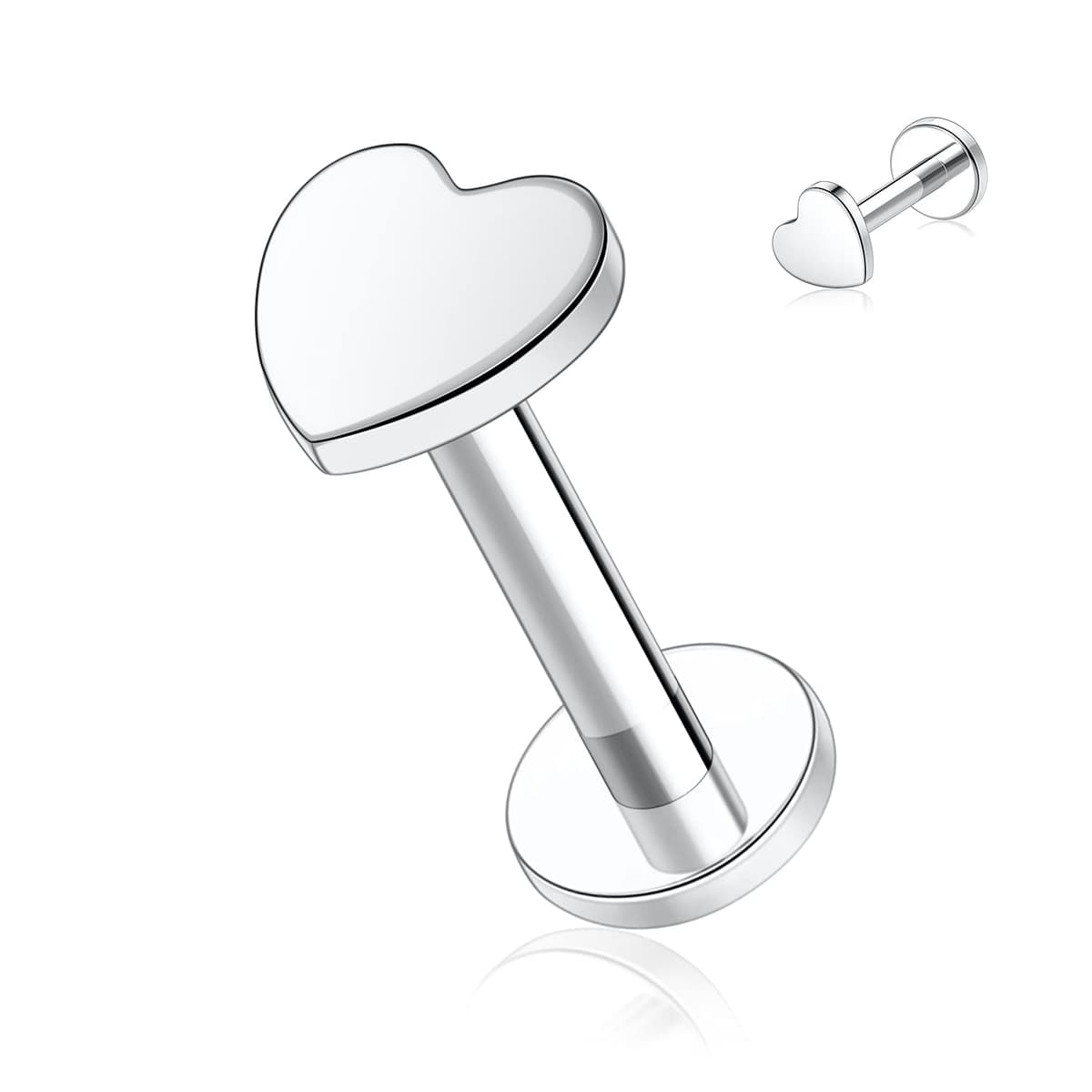 hengkaixuan 16G Titanium Labret Studs - Internally Threaded Flatback - Unisex - Silver - Piercing Jewellery — view 13
