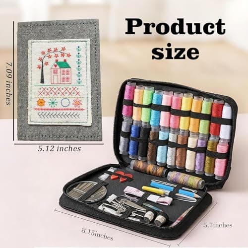 BEBIR New DIY Embroidery Stitch Book Kit,Gift for Craft Lovers,Includes Illustrated Guide to 106 Universal Embroidery Stitches with Free Tutorials and 86-Piece Sewing Tool Kit — view 7