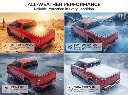 TRUXEN Hard Folding Low Profile Tonneau Cover Truck Bed Cover Quad Fold for Chevy Silverado 1500/GMC Sierra 1500 2019-2026 5'8" Bed Accessories, Heavy Duty Waterproof No Drill Truck Bed Cover — view 5
