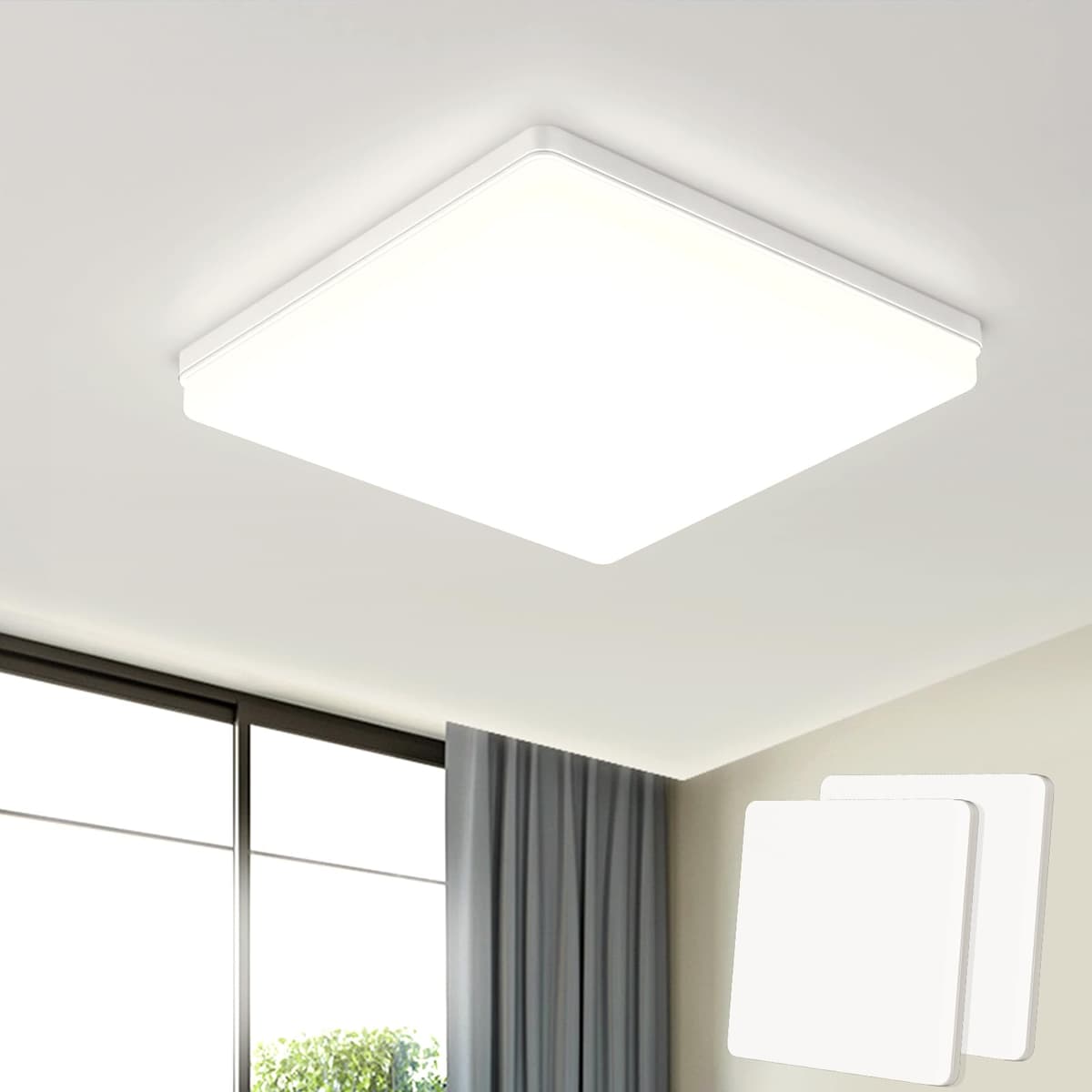 EASY EAGLE LED Lámpara de Techo 48W 4800LM Moderna Cuadrada Plafón Luz Led 6500K Lámpara Panel IP44 Impermeable para Baño Sala Dormitorio Cocina Oficina Comedor Ø30CM — view 28