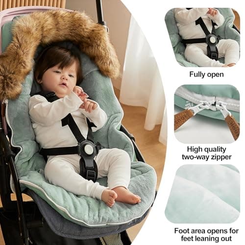 HOUSBAY Baby Stroller Bunting Bags Stroller Footmuff Universal Sleeping Bag Winter Outdoor Hooded Bunting Bag Windproof and Water-Resistant Suitable Below 5 ℃ — view 2