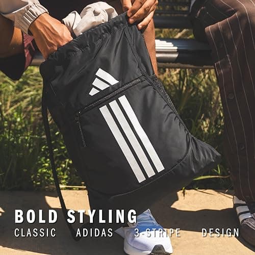 adidas Alliance Sackpack – Drawstring Backpack for Sports, Small Gym Bag, Black/Gold Metallic/3, OSFA — view 5