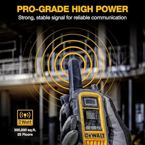 Dewalt Walkie Talkie 2 Way Radio - Pair of Portable Compact Waterproof Medium Range 22-Channel FRS/GMRS 2-Way Radios DXFRS800