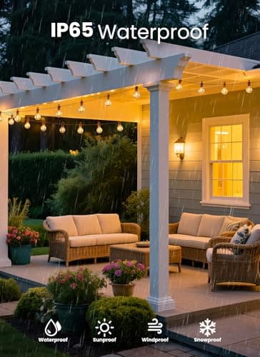 SmartDawn 100FT 52 LED Bulbs Outdoor String Lights, G40 Shatterproof String Lights, IP65 Waterproof Connectable Outside Patio Light for Backyard Porch Balcony Garden Decor Christmas Camping Gazebo — view 2