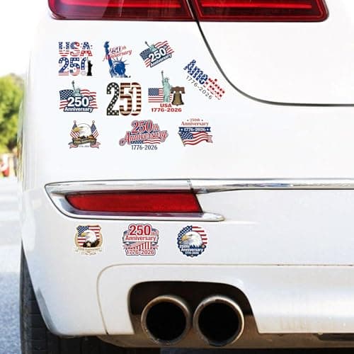 50Pcs 250th Anniversary Sticker 250 Years of Freedom Anniversary Waterproof Vinyl Decals for Laptop,Water Bottle, Phone, Luggage,Car — view 4
