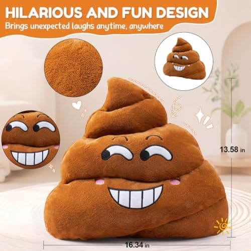 Farting Poop Plush Pillow with Sound – 20 Hilarious Fart Sounds, Soft & Durable Gag Gift for Friends, Coworkers & Prank Lovers, Fun Home Office Party Decoration — view 2