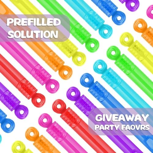Goodie Bags Stuffers for Kids Party, 32 Pack Mini Neon Bubble Wands for Party Favors Supplies in Gift Box, Classroom School Reward, and Pinata Filler Toys, Birthday Decorations, Small Halloween Treats — view 4