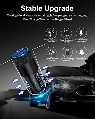 Car Charger [2Pack/3.4a] Fast Charge Dual Port USB Cargador Lighter Adapter — view 4