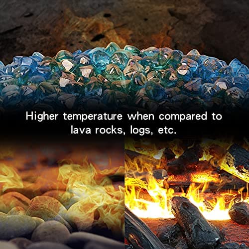 Stanbroil 10-Pound Reflective Fire Glass Diamonds - 1/2 inch Luster Fire Glass for Fireplace Fire Pit and Landscaping, Caribbean Blue Luster — view 3