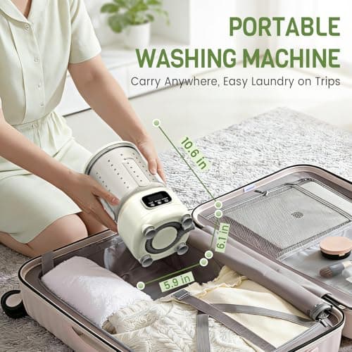 Mini Washing Machine,3 Modes (Wash, Rinse & Spin), Portable Washer with Drain Hose &Spin Basket,Cordless, Gentle Cleaning for Underwear, Socks, Baby Items, for Travel, Camping, Dorm & Trips (2L) — view 6