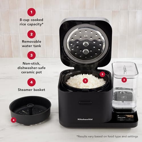 KitchenAid Grain and Rice Cooker 8 Cup with Automatically Sensing Integrated Scale + Water Tank, KGC3155, Black Matte — view 5