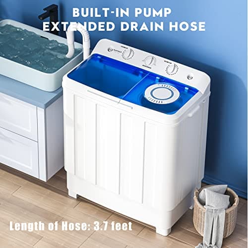 Auertech Portable Washing Machine, 28lbs Twin Tub Washer Mini Compact Laundry Machine with Drain Pump, Semi-automatic 18lbs Washer 10lbs Spinner Combo for Dorms, Apartments, RVs — view 3