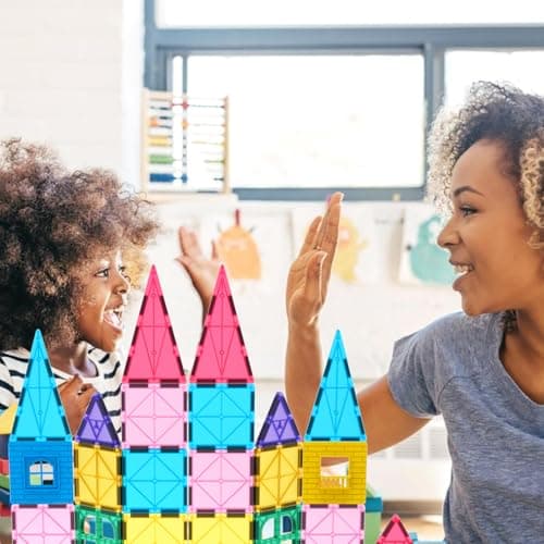 Jasonwell Magnetic Tiles Kids Magnetic Blocks 60PCS Building Sets 3D Magnet Toys Preschool Educational Construction STEM Toy Christmas Birthday Gifts for Toddlers Boys Girls 3 4 5 6 7 8 9 + Year Old — view 5
