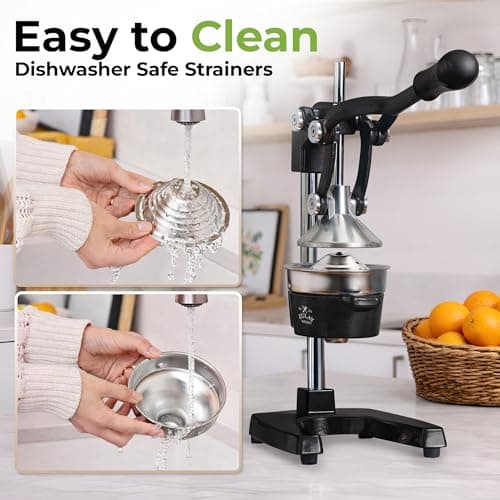 Zulay Kitchen Cast Iron Juicer - Manual Citrus Press and Lemon Squeezer - Premium Quality Heavy Duty Manual Juicer for Orange Juice and Lime Squeezer, Black — view 4