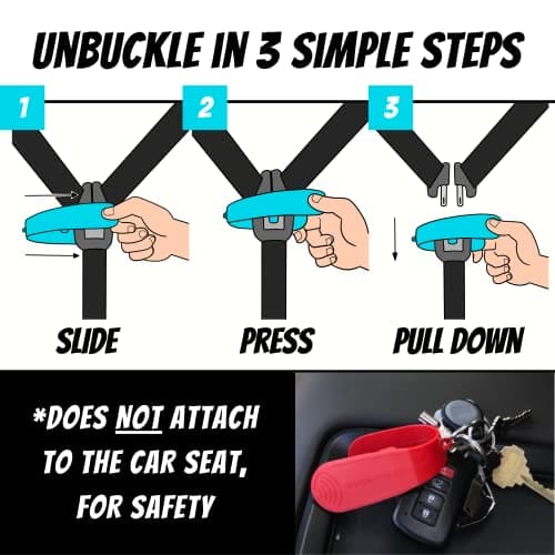 UnbuckleMe Car Seat Buckle Release Tool - Easy Opener Aid for Arthritis, Long Nails, Older Kids - Button Pusher for Infant, Toddler, Convertible 5 pt Harness car Seats - As Seen on Shark Tank (Aqua) — view 4