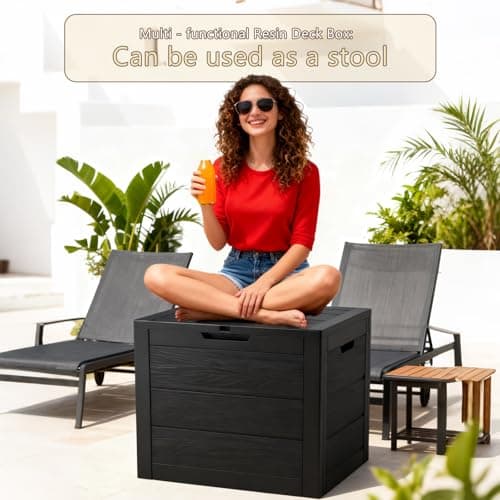 ZEUKMXOO 35 Gallon Outdoor Storage Box Waterproof,Deck Boxes Outdoor Waterproof,Resin Deck Box Delivery Boxes for Outside for Package Delivery,Patio Cushions,Gardening Tools,UV Resistant — view 2