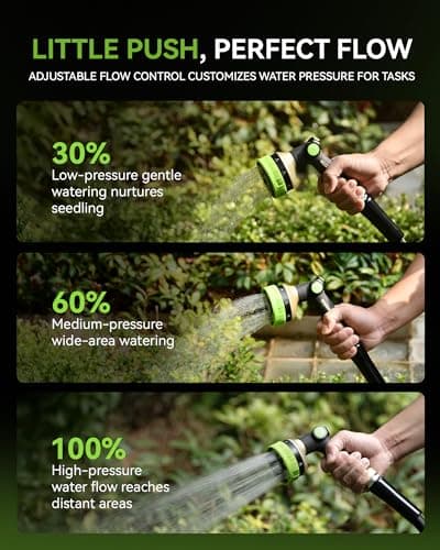 RAINPOINT Hose Sprayer Nozzle Heavy Duty - 8 Spray Patterns Garden Hose Nozzle with Adjustable Flow Control for Watering Plants, Washing Cars,Washing Pets, Thumb Control (Green) — view 2