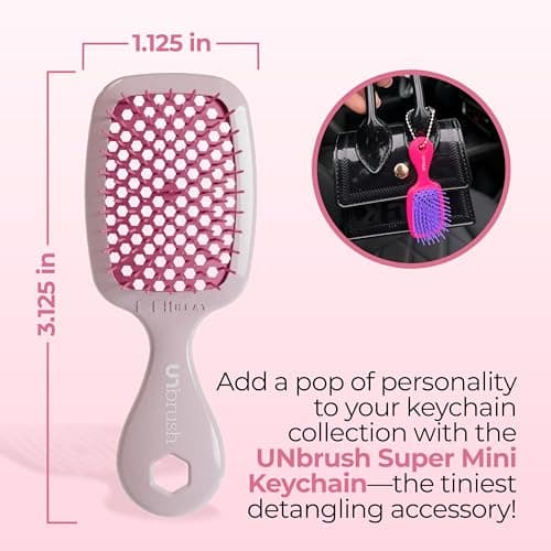FHI Heat UNbrush Keychain Super Mini Hair Brush — Collectible Miniature Charm for Bags and Keys — Accessory for Beauty Lovers - (Peony) — view 3