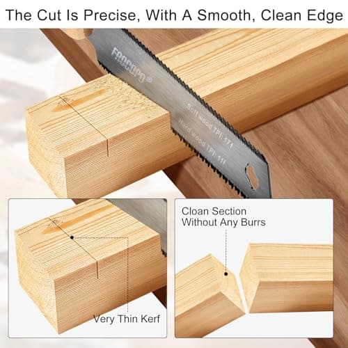 Frocopo Hand Saw Woodworking Tools, 6-Inch Pull Saw, Flexible Double-Edge Blade 17/11 TPI, Japanese Flush Cut for DIY Craft, Non-Slip Wood Handle, Sharp & Lightweight for Woodworking and Garden Trim — view 2