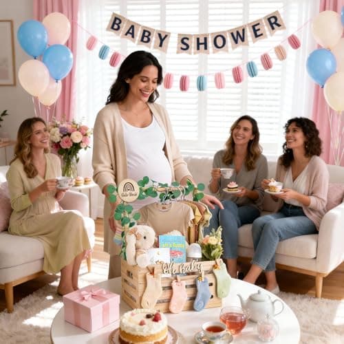 Wooden Baby Shower Crate Closet - Personalized Baby Gift Baskets with Hangers, Large Newborn Boys Girls Clothes Storage Box for Newborn New Parent — view 6