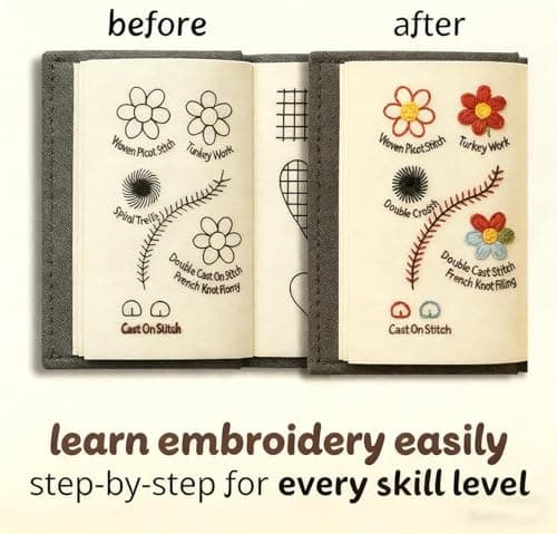 BEBIR New DIY Embroidery Stitch Book Kit,Gift for Craft Lovers,Includes Illustrated Guide to 106 Universal Embroidery Stitches with Free Tutorials and 86-Piece Sewing Tool Kit — view 3
