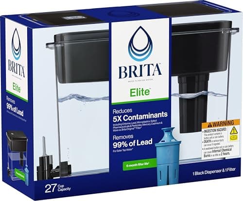 Brita Extra Large 27 Cup Filtered Water Dispenser with 1 Brita Elite Filter, Made Without BPA, UltraMax, Black — view 2