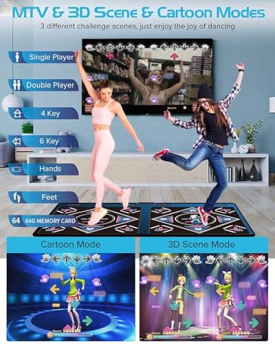 HDMI Musical Electronic Dance mat with a Camera, a 64G Large Memory Card, 650 Songs,Including 1000 Games,81 Music Videos,for Single/Double Users, a Luxurious Gift for Boys and Girls,Flannel Material — view 4