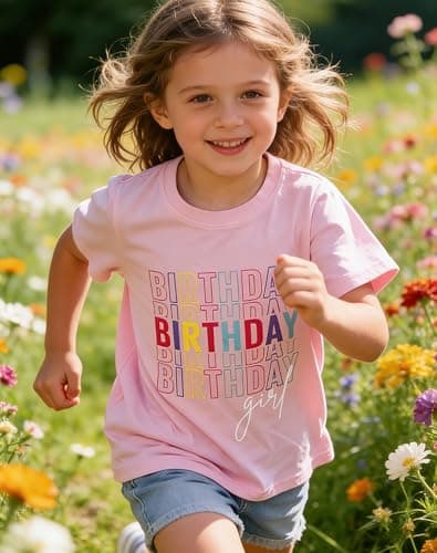 Cozkkidx Birthday Girl Letter Printed Shirt 6th 7th Little Kid Short Sleeve Tee Shirts 100% Cotton Shirt for Party B-Day Gift 6-7t — view 2