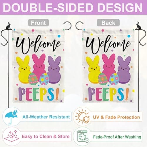 Easter Garden Flag (12x18) Double Sided - Welcome Bunny Spring Yard Flag - Easter Decorations Outdoor - Holiday Flag for Porch Patio Lawn Garden Decor — view 4