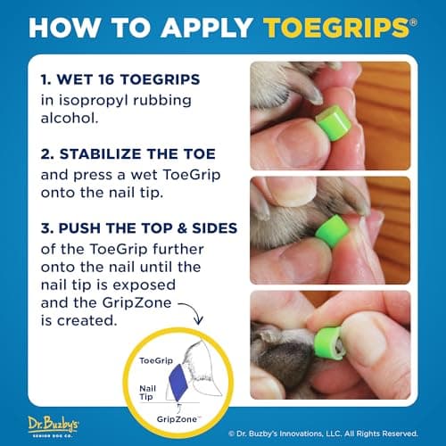 Dr Buzby's Large ToeGrips for Dogs - Instant Traction on Wood/Hardwood Floors - Anti Slip Relief - Grippers for Senior Dogs - Stop Sliding Instantly - Rubber Nails for Paws - 1 Pack (20 Grips) — view 6