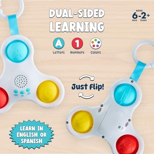 Chuckle & Roar - Pop It! and Learn Mini - Educational and Electronic Popping Toy - Learn Numbers & Letters in Spanish or English - Great for Ages 6 Months to 2 Years — view 2