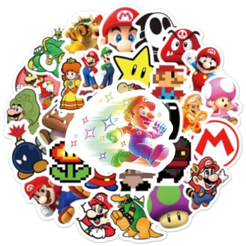 50Pcs Cartoon Mario Stickers for Kids, Vinyl Waterproof Game Decal for Water Bottle Laptop Sticker for DIY Decorate Bumper Phone Hard Hat Kids Teens Gifts (MLA) — view 4