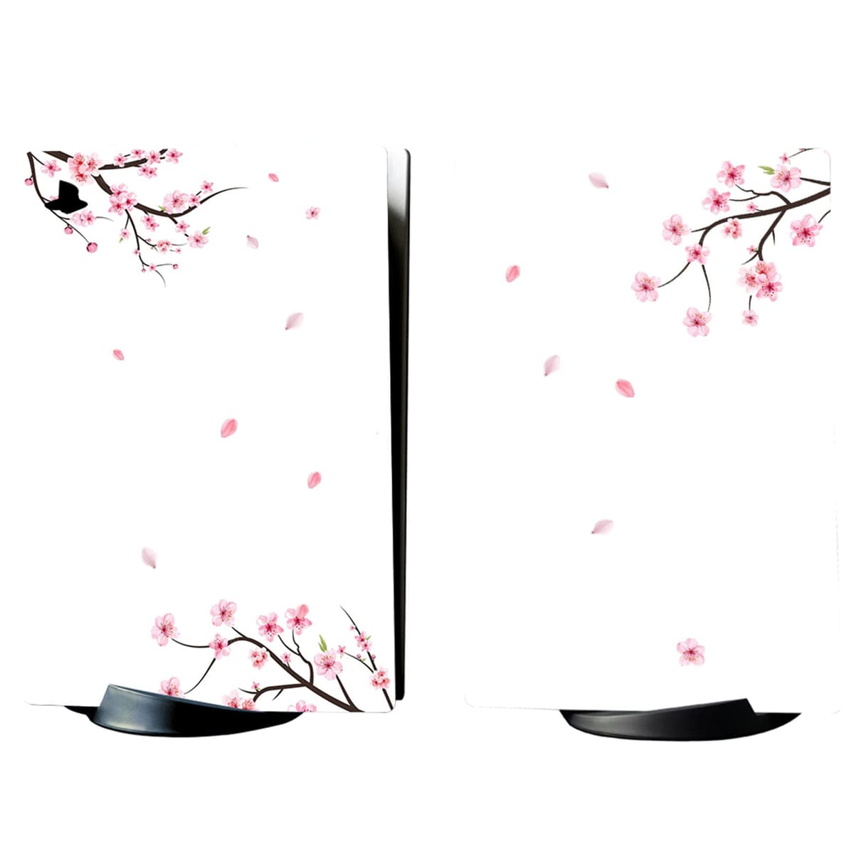 playvital Full Set Skin Decal for ps5 Console Digital Edition, Sticker Vinyl Decal Cover for ps5 Controller & Charging Station & Headset & Media Remote - Falling Cherry Blossom — view 5