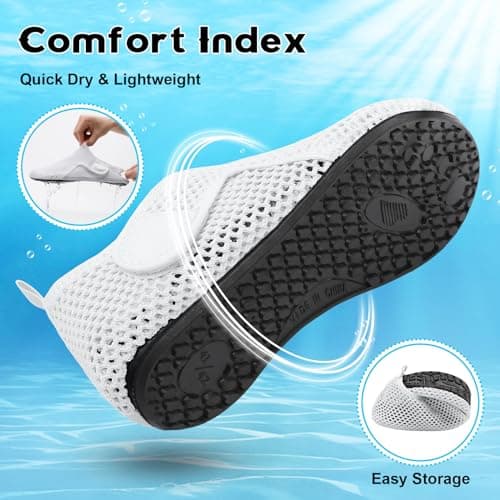 Scurtain Men Water Shoes White Barefoot Beach Sand Shoes Wide Rubber Grounding Shoes White Womans Shower Shoes Slip on River Aqua Sock Shoes Size — view 5