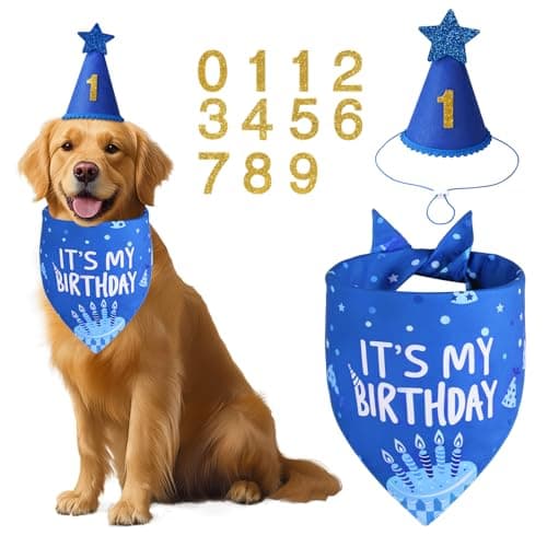 Agroon Blue Dog Birthday Party Supplies with Hat Bandana Numbers
