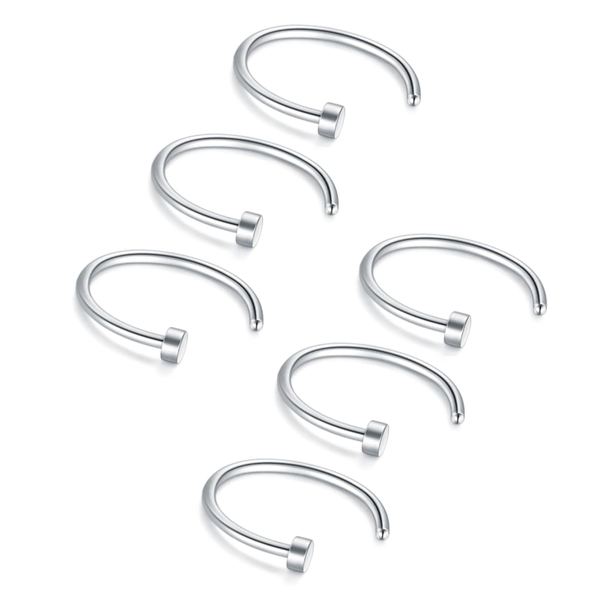 Briana Williams Fake Nariz Anillos Hoop-20G 18G 16G Nariz Aro Anillo 6mm/8mm/10mm/12mm Nariz Piercing Labio Septum Anillo Arete Faux Joyería Piercing del Cuerpo 6 Piezas — view 16