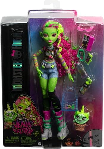 Monster High Venus McFlytrap Doll, Plant Monster with Pet Cat Chewlian & Accessories Like Backpack, Notebook, Snacks & More — view 5