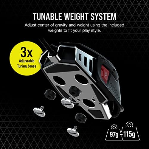 Corsair M65 RGB Ultra Tunable FPS Gaming Mouse - CORSAIR Marksman 26,000 DPI Optical Sensor, Optical Switches, AXON Hyper-Processing Technology, Sensor Fusion Control, Tunable Weight System - Black — view 5